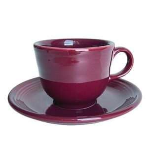 Fiesta Cinnabar Cup and Saucer Set Homer Laughlin China Co Made in USA Maroon